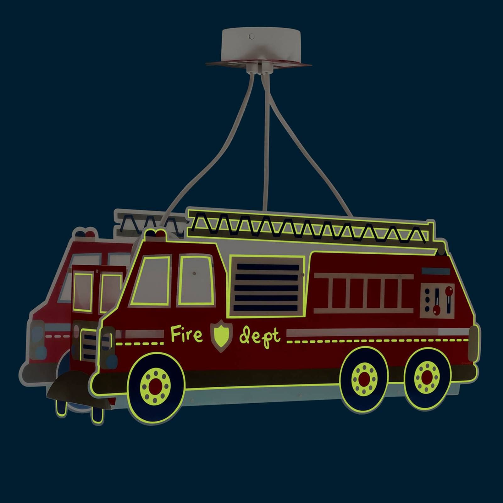 Dalber Fire Truck svetlo Požiarnické auto červená, Detská izba, plast, E27, 15W, P: 52.5 cm, L: 13.5 cm, K: 22cm