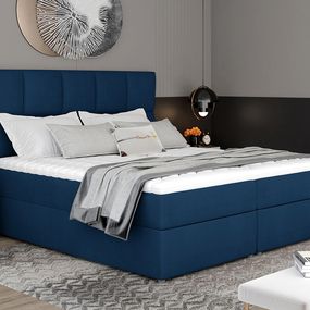 Čalúnená manželská posteľ s úložným priestorom Grosio 185 - tmavomodrá
