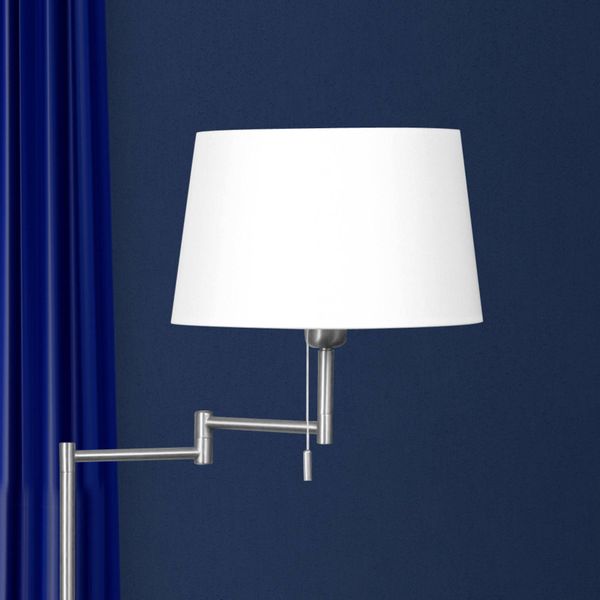 Steinhauer Strieborná stojaca lampa MEANDER látkové tienidlo, Obývacia izba / jedáleň, kov, látka, E27, 60W, L: 32 cm, K: 151cm
