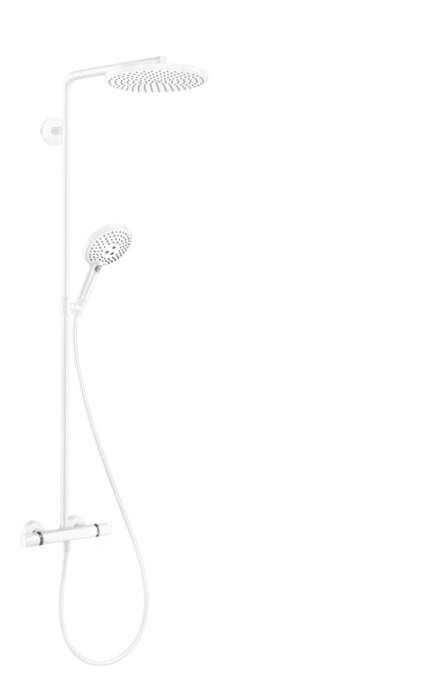 HansGrohe Raindance Select S - Sprchový set Showerpipe s termostatom, 1 jet, matná biela 27633700