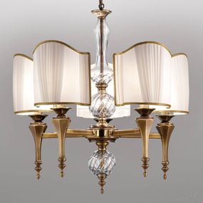 Cremasco Anticky pôsobiaca závesná lampa Belle Epoque, Obývacia izba / jedáleň, látka, kov, sklo, E14, 60W, K: 88cm