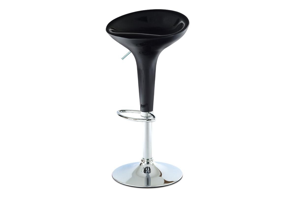Autronic -  Barová stolička AUB-9002 BK, plast čierny/chróm
