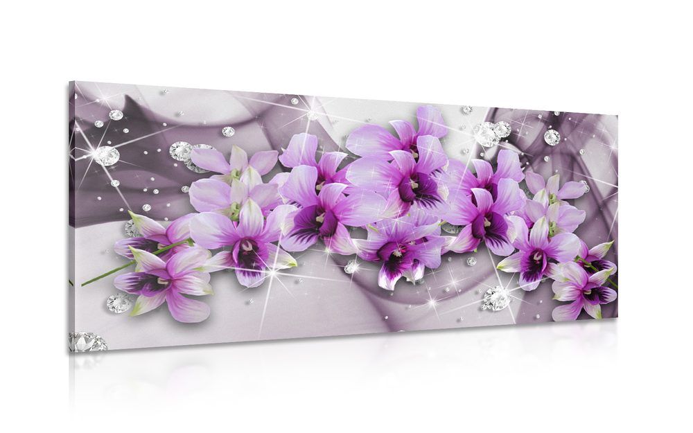 Obraz fialové kvety na abstraktnom pozadí - 120x60