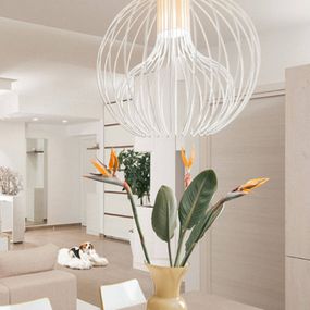 Modo Luce Icaro Ball závesná lampa, biela, Ø 60 cm, Obývacia izba / jedáleň, kov, E27, 42W, K: 57cm