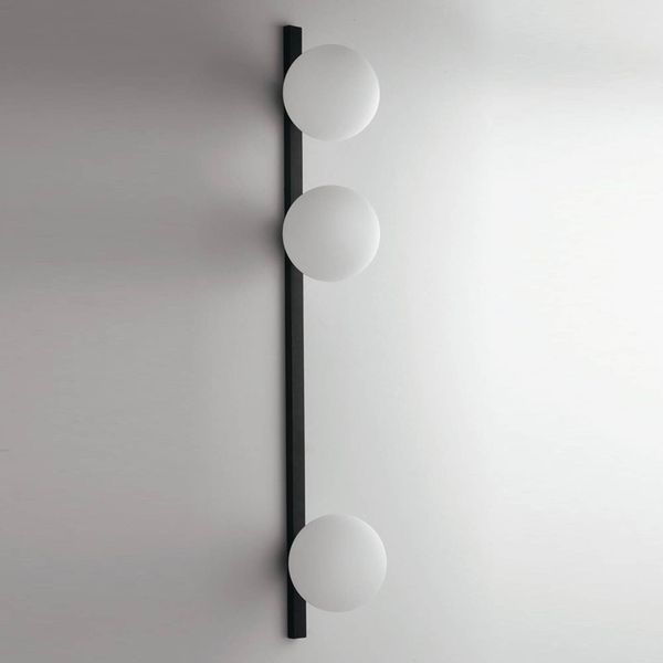 Eco-Light Nástenné svietidlo Enoire v čiernej a bielej, 3-pl, Obývacia izba / jedáleň, hliník, sklo, E14, 25W, L: 14 cm, K: 90cm