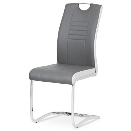 Autronic Jedálenská stolička, koženka sivá, chróm DCL-406 GREY