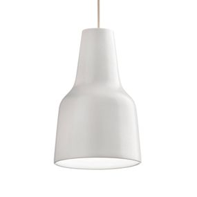 Modo Luce Eva závesná lampa Ø 38 cm biela, Obývacia izba / jedáleň, keramika, textil, E27, 70W, K: 55cm