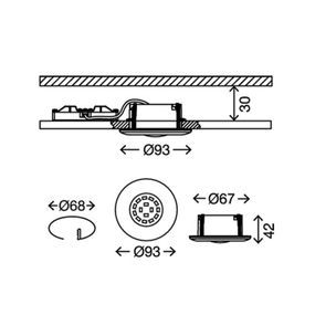 Briloner Biele zapustené LED svetlo Shower, IP65, Kúpeľňa, plast, 5W, K: 1.2cm