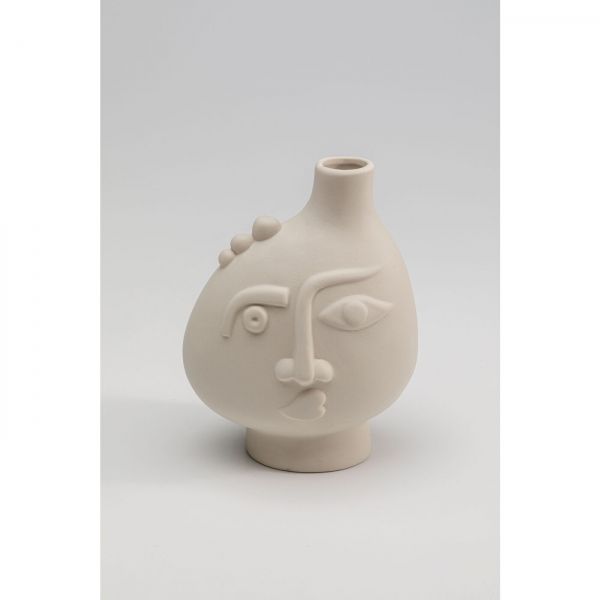 KARE Design Bílá keramická váza Spherical Face - pravá, 16cm