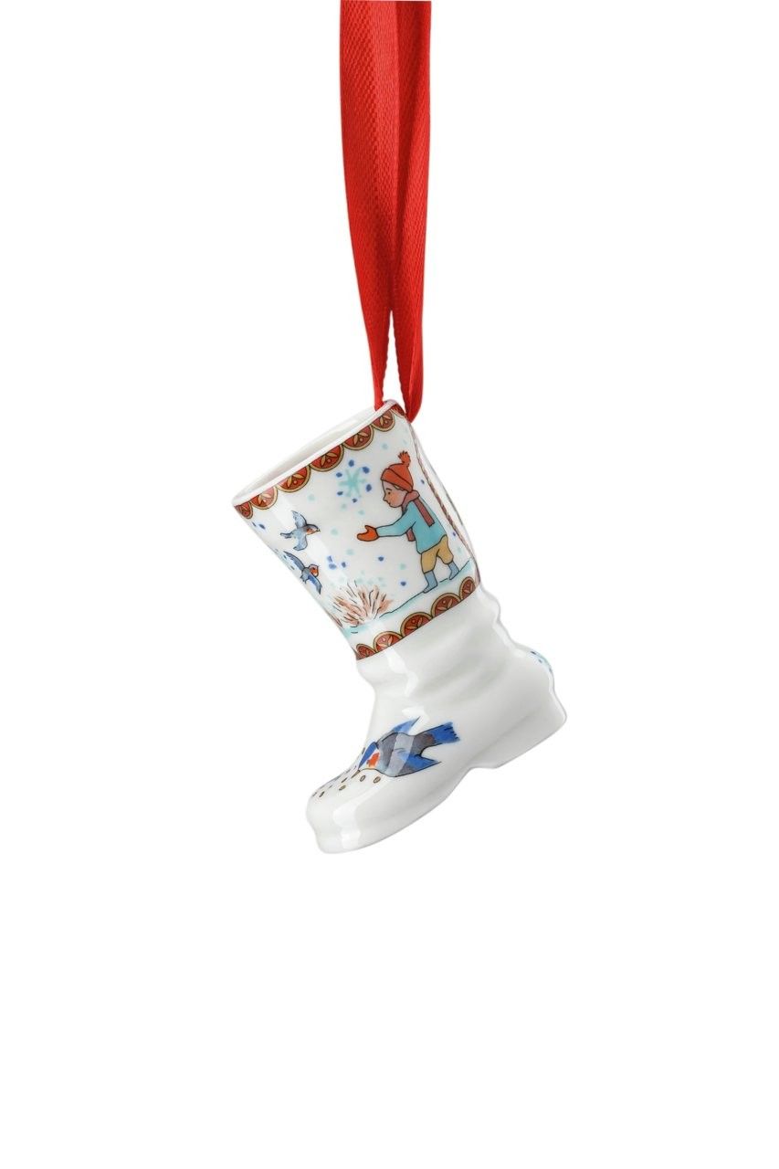 Rosenthal Porcelánová Mini topánočka motív Deti a vtáčie kŕmidlo, Vianočné darčeky, 5,2 cm 02249-727363-27829
