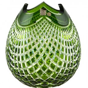 Krištáľová váza Quadrus, farba zelená, výška 210 mm
