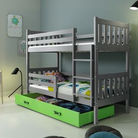 Poschodová posteľ CARINO - 190x80cm - Grafitová - Zelená