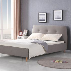 Čalúnená manželská posteľ s roštom Doris 160 - sivá / jelša