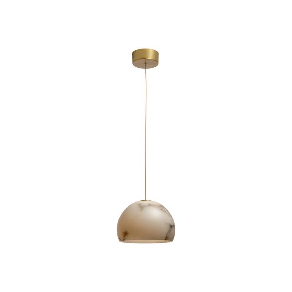 Carpyen LED závesné svietidlo Neil alabastrová zlatá Ø21cm, Obývacia izba / jedáleň, alabaster, kov, 7W, K: 14cm