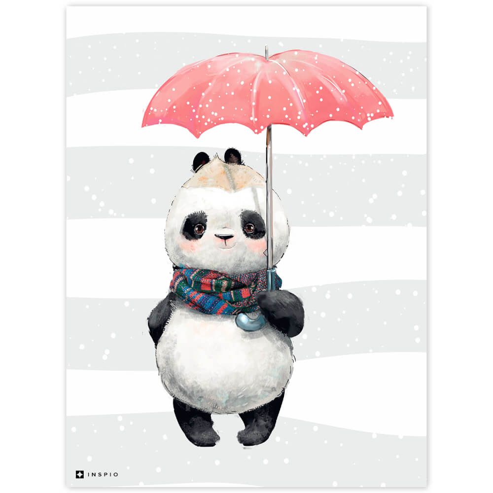 Obrázok Pandy s červeným dáždnikom