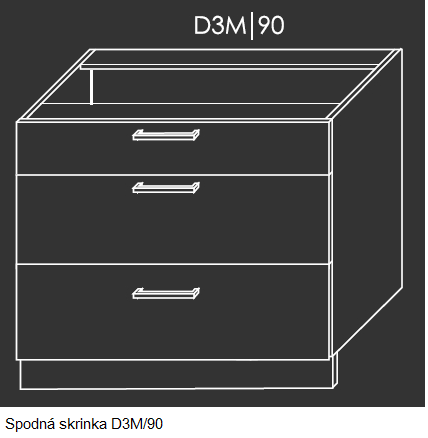 ArtExt Kuchynská linka Brerra - lesk Kuchyňa: Spodná skrinka D3M/90 / (ŠxVxH) 90 x 82 x 50 cm