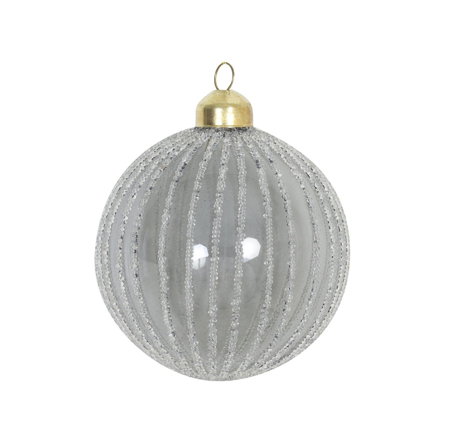 Sklenená vianočná guľa ALOISO grey, 8 cm
