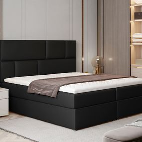 Čalúnená manželská posteľ s úložným priestorom Ferine 145 - čierna (Soft 11)