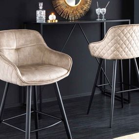 Dizajnová barová stolička Natasha šampanský zamat - 