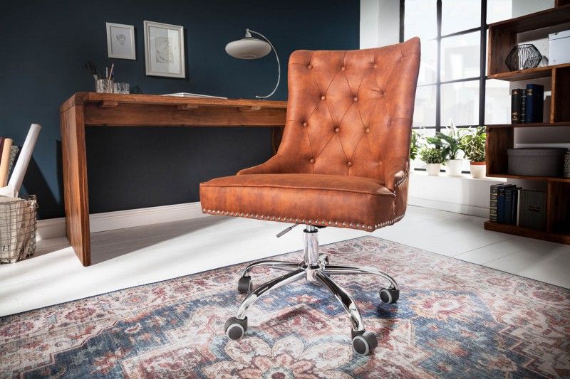 LuxD Kancelárska stolička s podrúčkami Jett vintage svetlohnedá