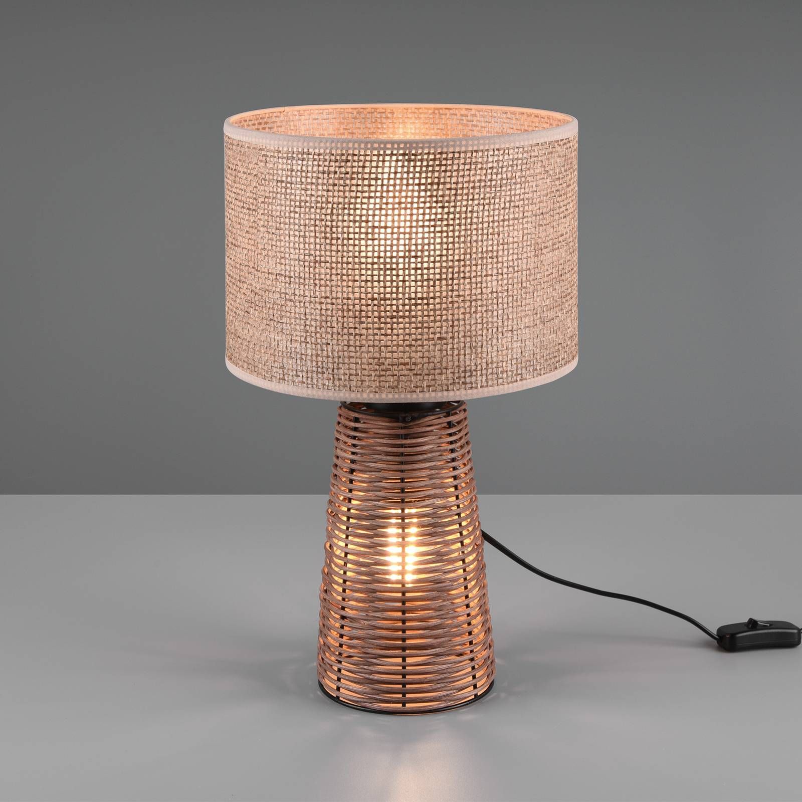 Reality Leuchten Stolná lampa Straw z ratanu, Obývacia izba / jedáleň, ratan, E27, 40W, K: 40.5cm