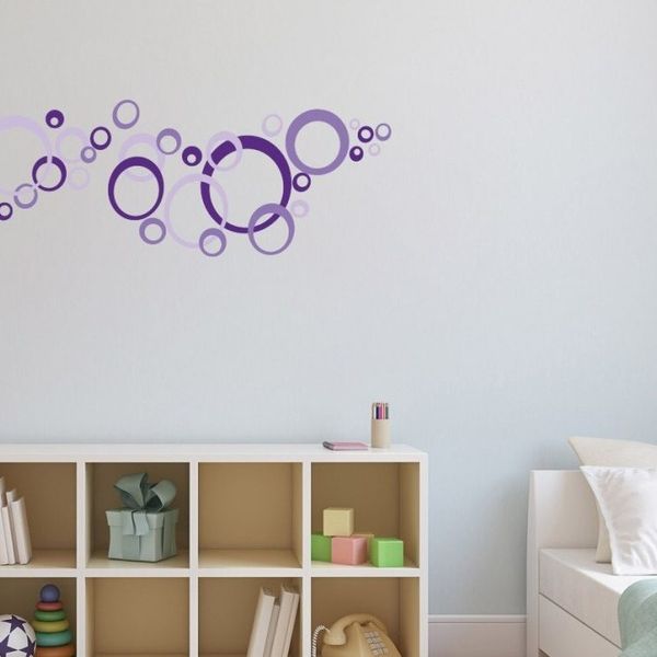 Dekoračné nálepky na stenu fialové kruhy - 50x70