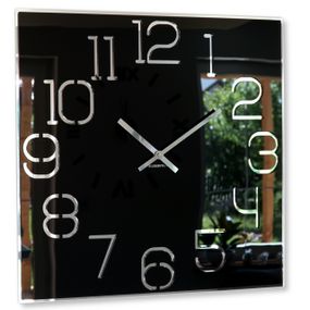 DomTextilu Štýlové hranaté hodiny čiernej farby 50 cm 29257