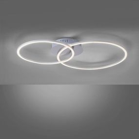 Leuchten Direkt Stropné LED svetlo Ivanka, dva kruhy, oceľ, Spálňa, kov, plast, 31W, Energialuokka: E, P: 70 cm, L: 44 cm, K: 6.8cm
