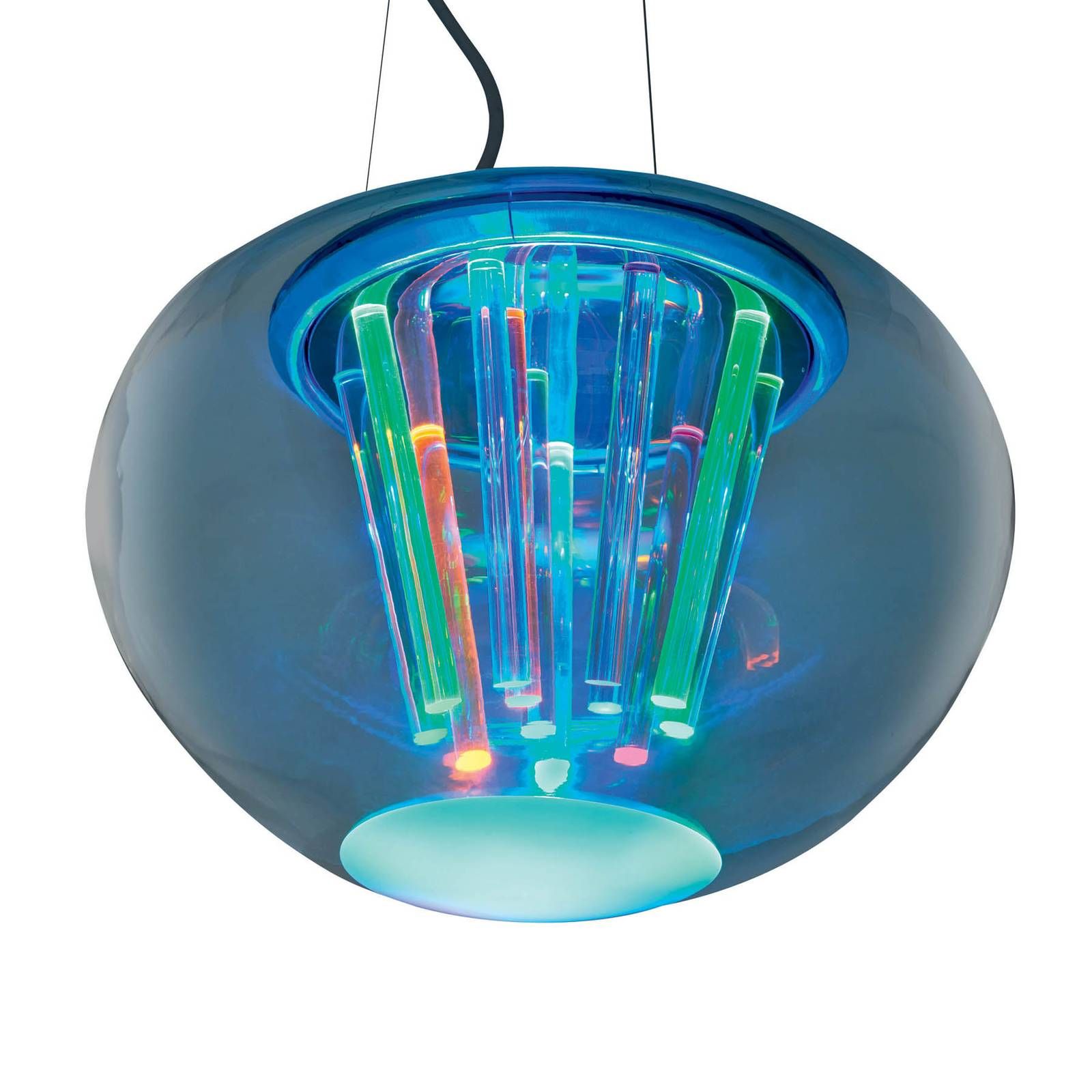 Artemide Spectral Light závesná lampa zo skla, Obývacia izba / jedáleň, fúkané sklo, metakrylan, hliník, oceľ, 36.36W, K: 37.6cm