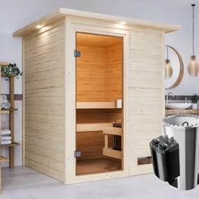 Interiérová fínska sauna 145 cm s kamny 3,6 kW Dekorhome