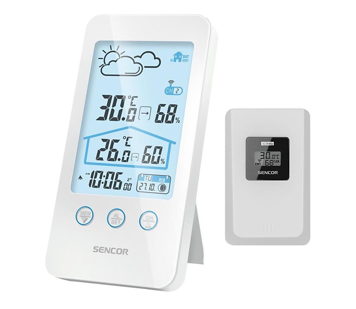 Sencor - Meteostanica s LCD displejom 2xAAA biela