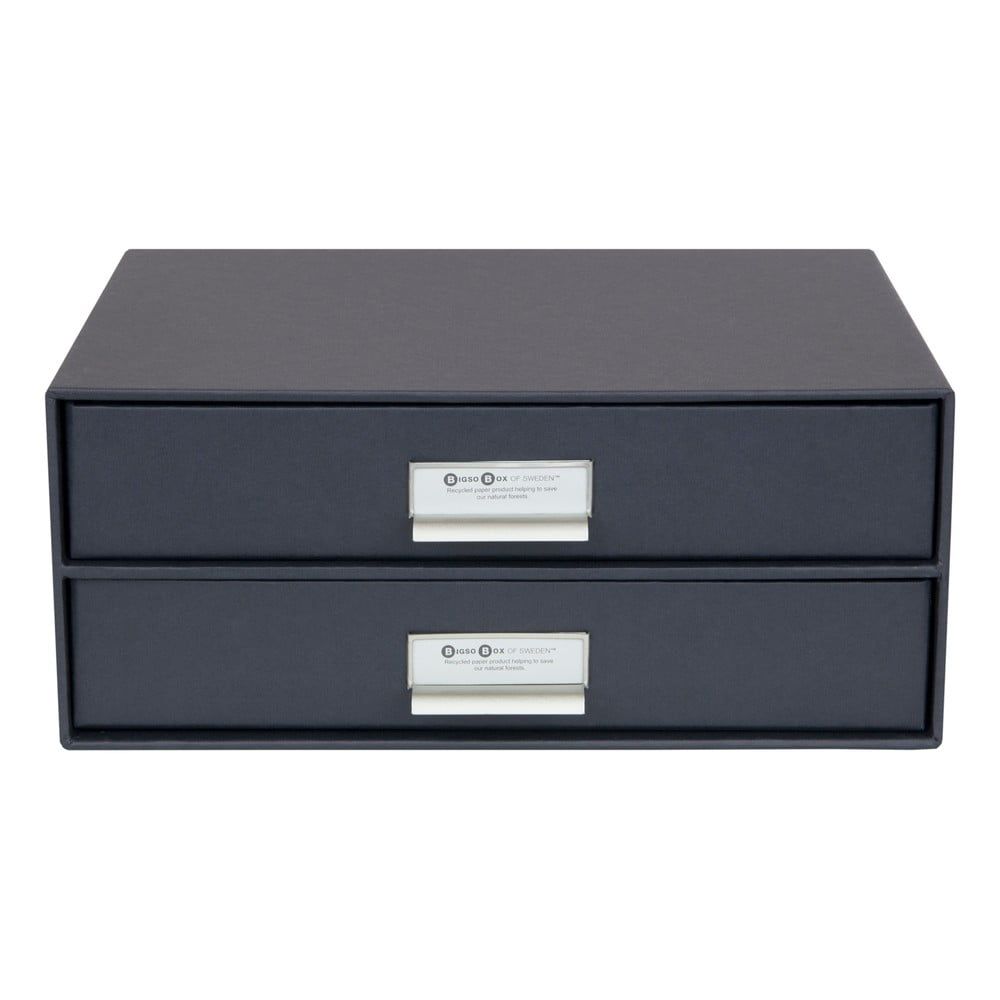 Tmavosivá 2-poschodová zásuvka na dokumenty Bigso Box of Sweden Birger, 33 × 22,5 cm
