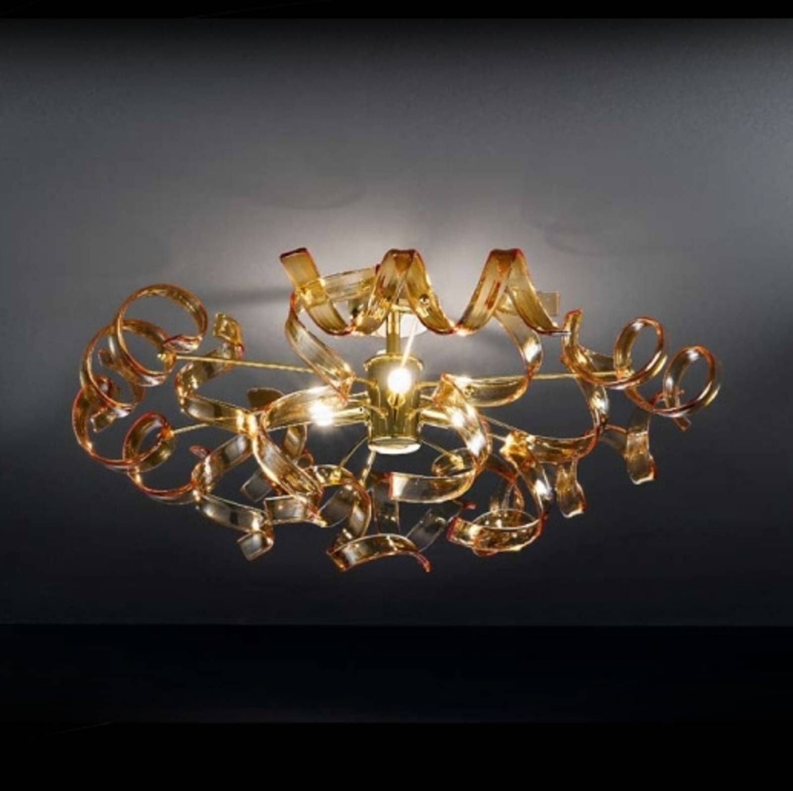 Metallux Stropné svietidlo Amber 60 cm Ø, Obývacia izba / jedáleň, kov, sklo, G9, 40W, K: 30cm