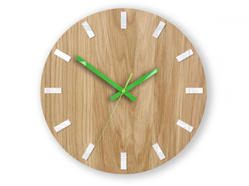 Nástenné hodiny Simple Oak hnedo-zelené