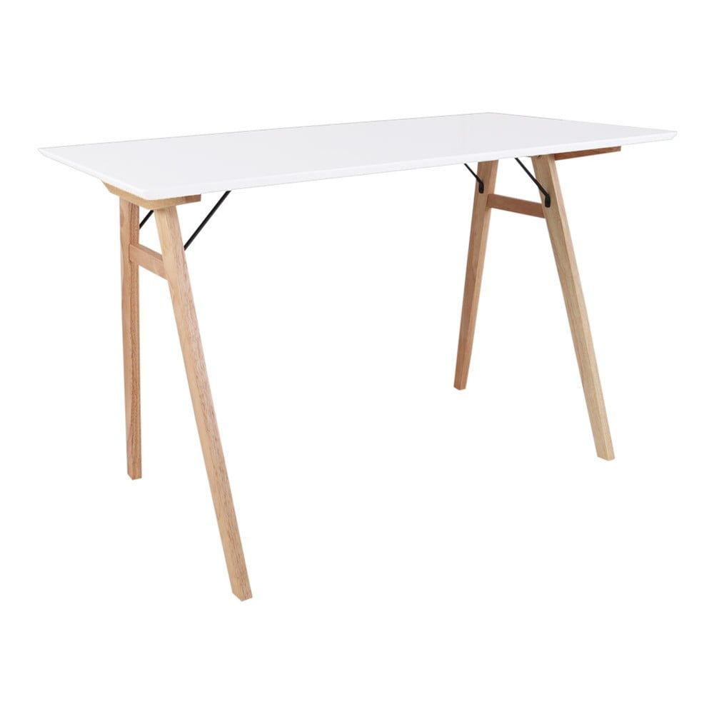 Biely stôl s hnedými nohami House Nordic Vojens Desk, dĺžka 120 cm