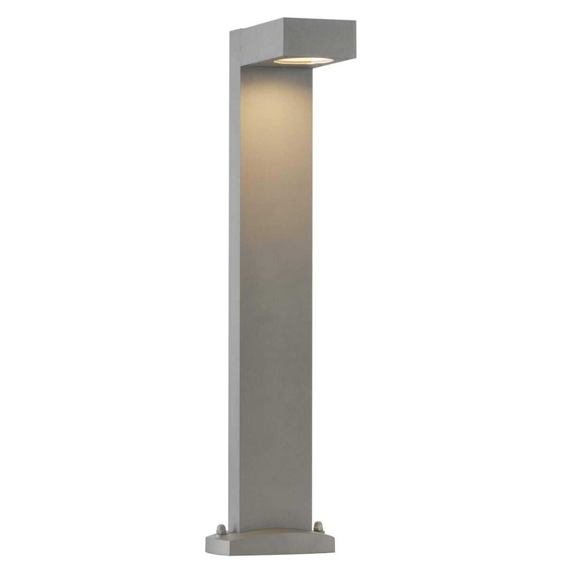 SLV BIG WHITE QUADRASYL 75, venkovní stojací lampa, úsporná žárovka GX53, IP44, hranatá, stříbrošedá, D/Š/V 19/22,5/75 cm, max. 11 W