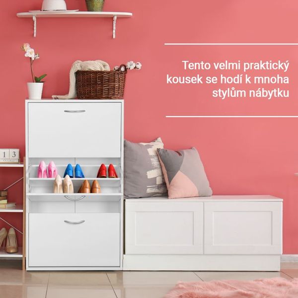 Miadomodo Výklopný botník biely - 59 x 105 x 22 cm