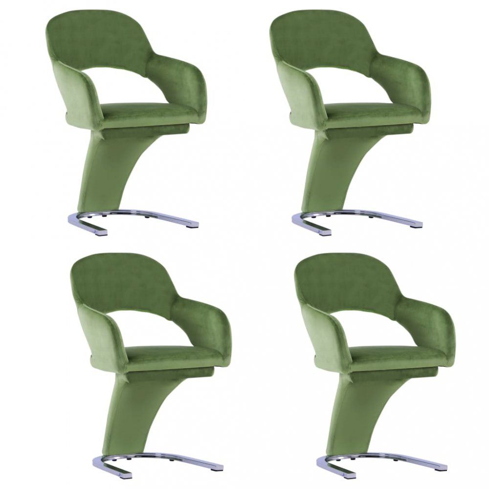 Jedálenská stolička 4 ks zamat / chróm Dekorhome Zelená