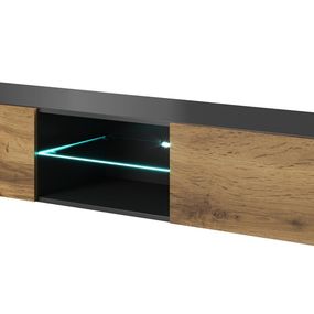 TV stolík na stenu Livo 180W - antracit / dub wotan