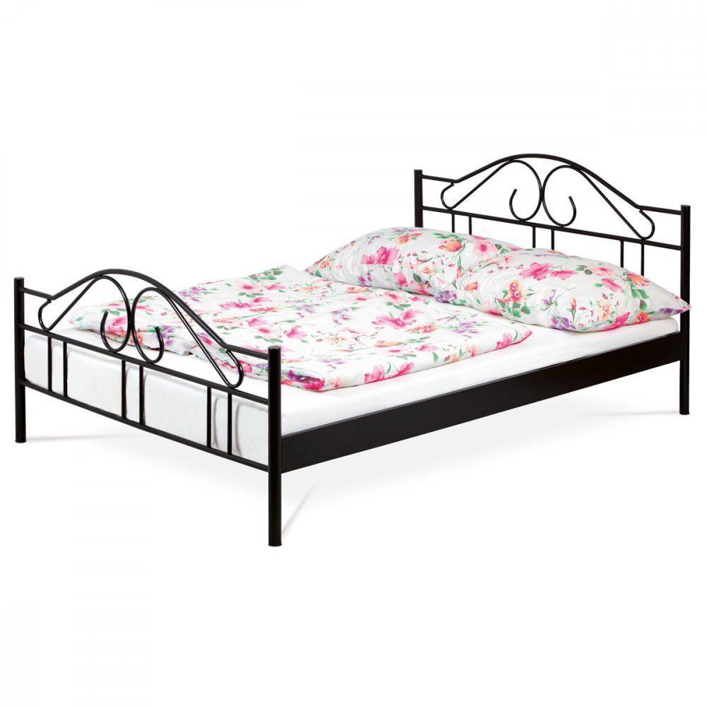 AUTRONIC BED-1909 BK posteľ dvojlôžková, 140x200, kov černý lesk