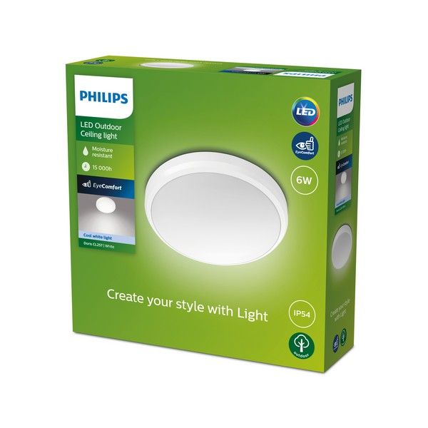 Philips 8719514417939 Doris vonkajšie stropné svietidlo LED 6W/640lm 4000K IP54 biela