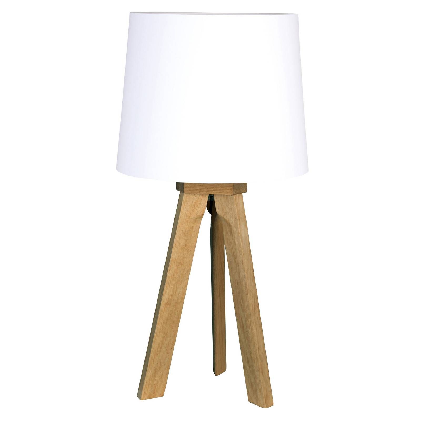 HerzBlut Tre stolná lampa, olejovaný dub, 68 cm, Obývacia izba / jedáleň, drevo, textil, E27, 60W, K: 66cm