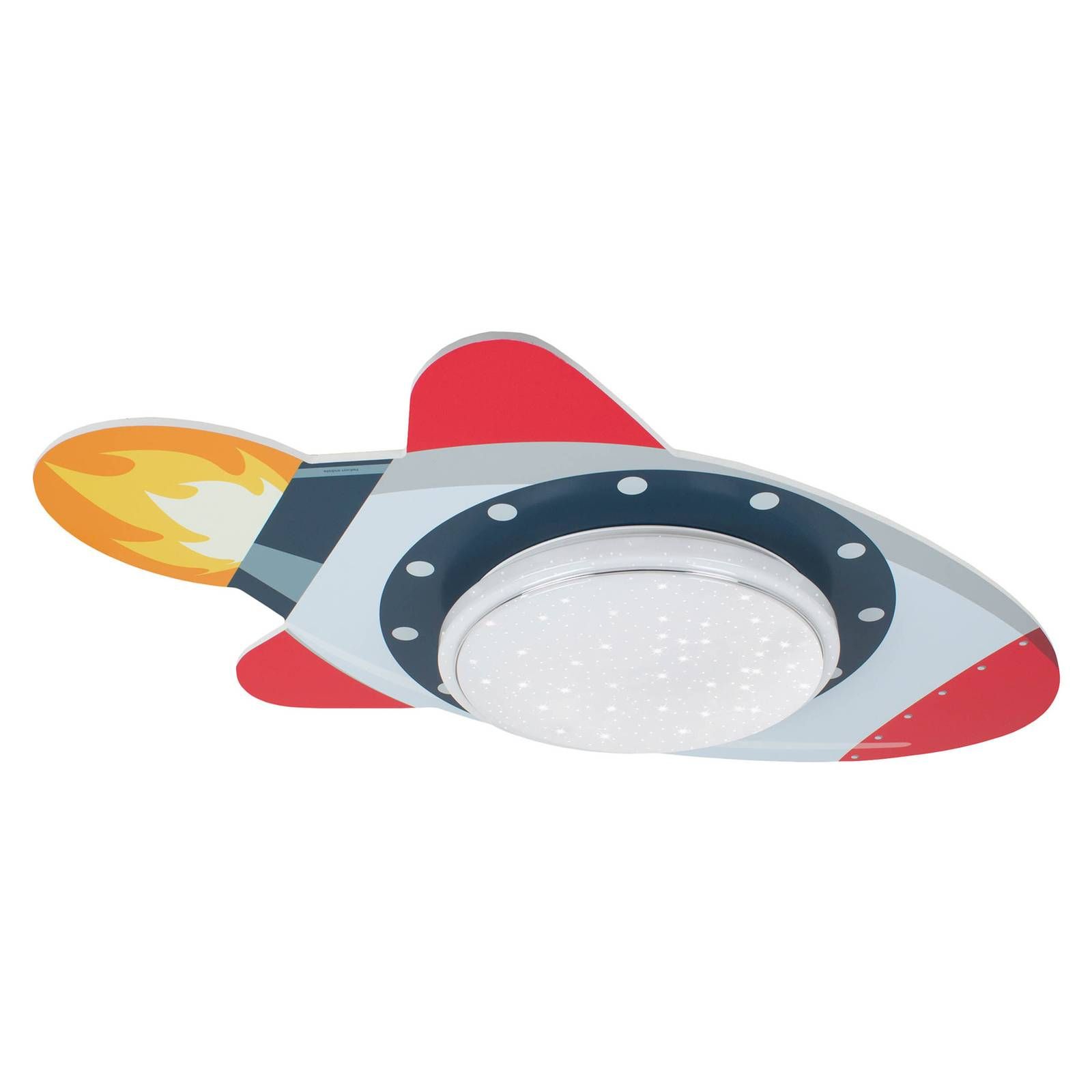 Elobra Stropné LED svietidlo Raketa Starlight, Detská izba, drevo, plast, 14W, Energialuokka: F, P: 80 cm, L: 50 cm, K: 8cm