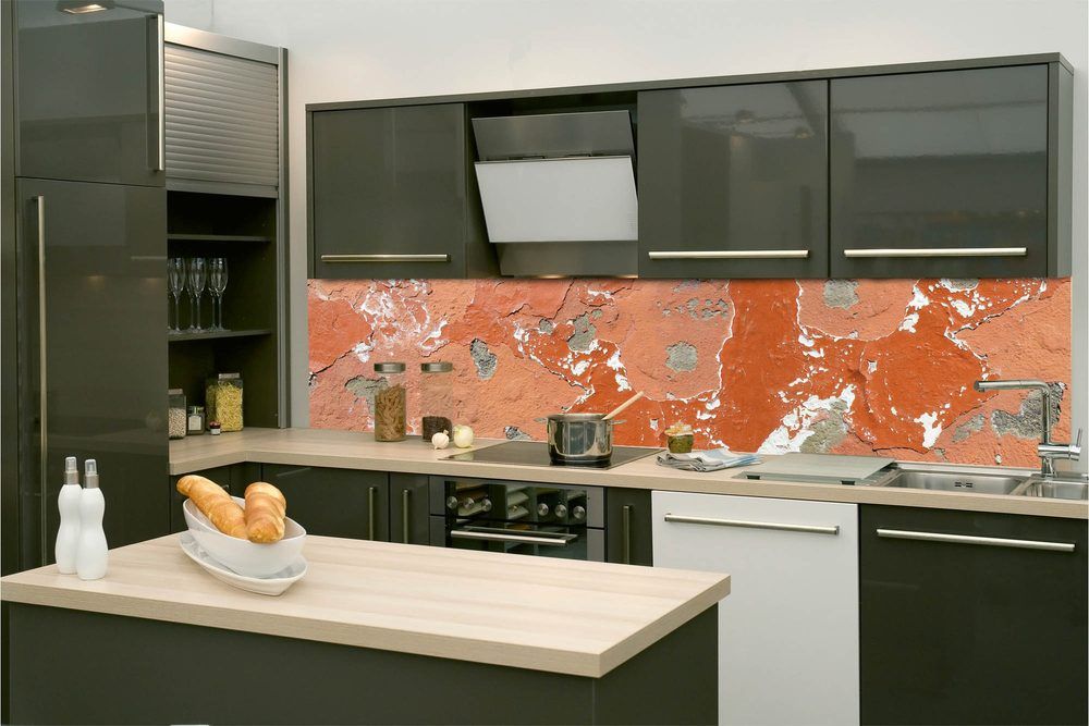 Samolepiaca fototapeta do kuchyne oranžová popraskaná stena