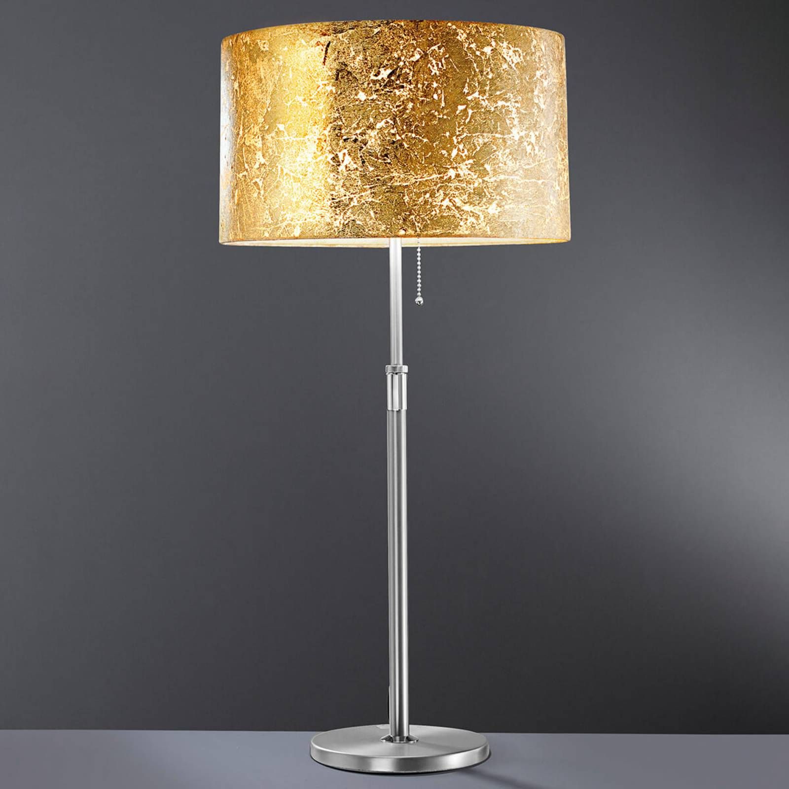 Hufnagel Loop – stolná lampa s lístkovým zlatom, Obývacia izba / jedáleň, Kov, plast s povlakom z lístkového zlata, E27, 57W, K: 80cm