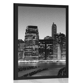 Plagát nočný New York v čiernobielom prevedení - 40x60 black