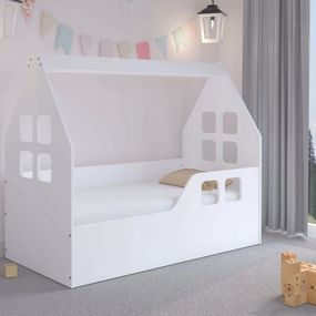 DomTextilu DomTextilu Kvalitná detská posteľ 140 x 70 cm bielej farby v tvare domčeka  Biela 46230 46230