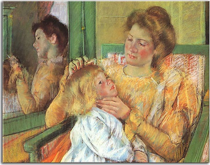 Mother Combing Her Child's Hair Obraz zs17623