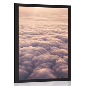 Plagát s paspartou západ slnka z okna lietadla - 40x60 black