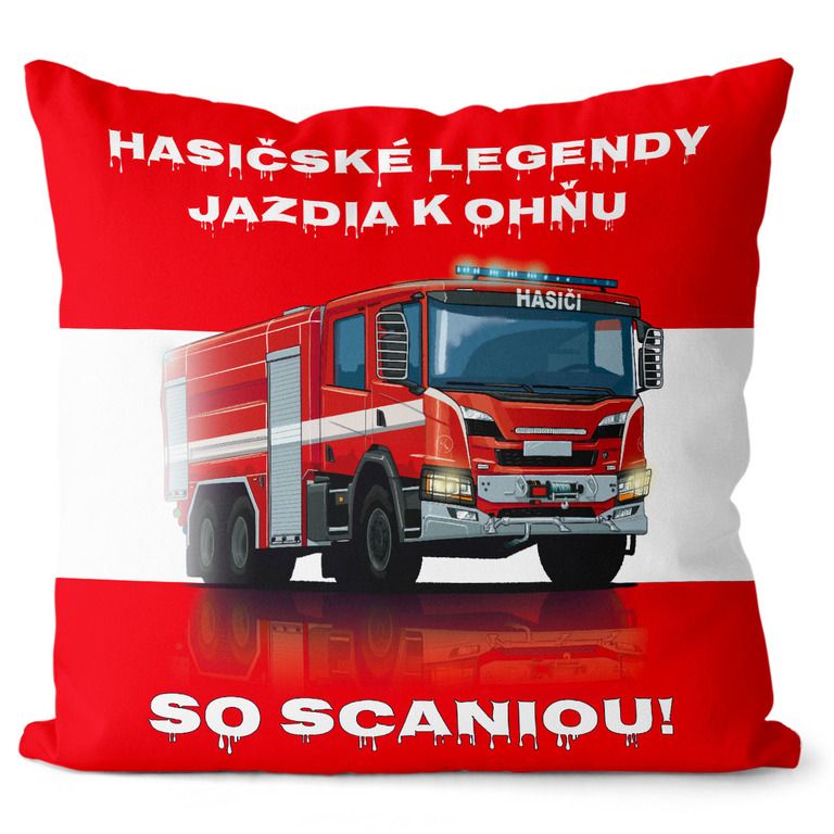 Vankúš Hasičské legendy – Scania (Veľkosť: 55 x 55 cm)